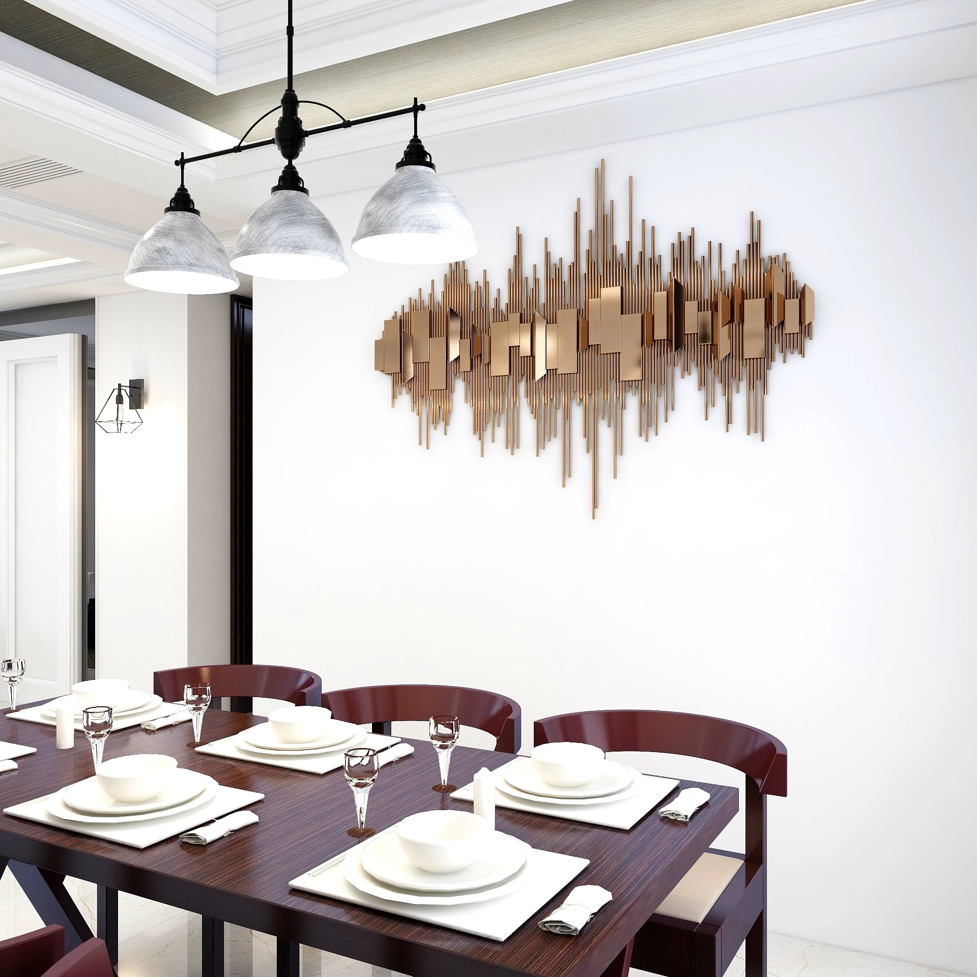 Golden Vertical Strip Metal Wall Sculpture