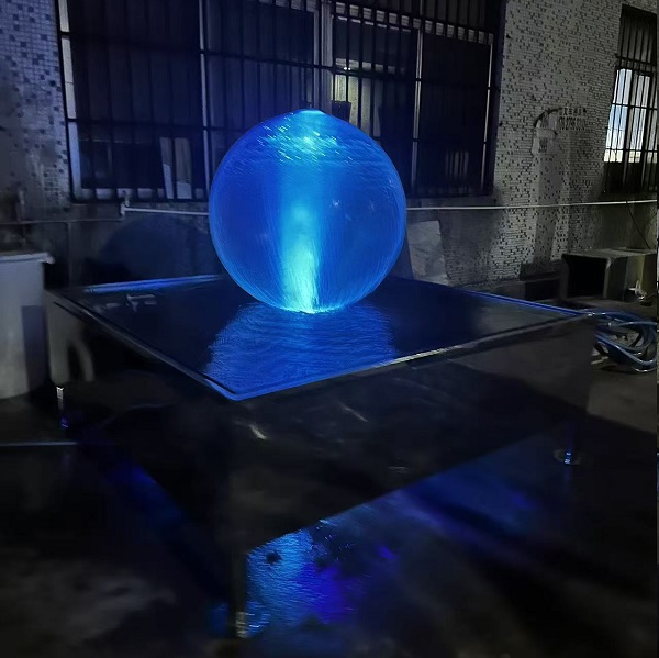 Acrylic Crystal Ball & 304 Stainless Steel Basin Fountain Set with LED light