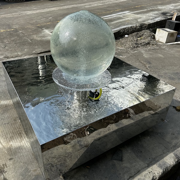 Acrylic Crystal Ball & 304 Stainless Steel Basin Fountain Set with LED light