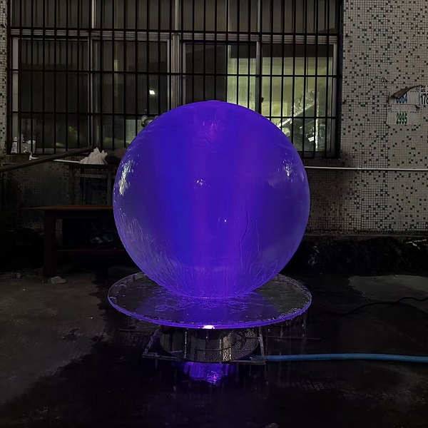 LED Illuminated Acrylic Sphere Stainless Steel Base Fountain