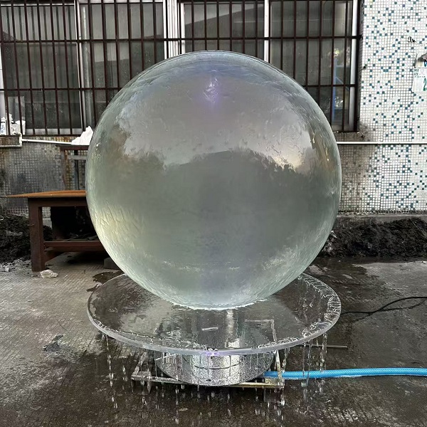 LED Illuminated Acrylic Sphere Stainless Steel Base Fountain