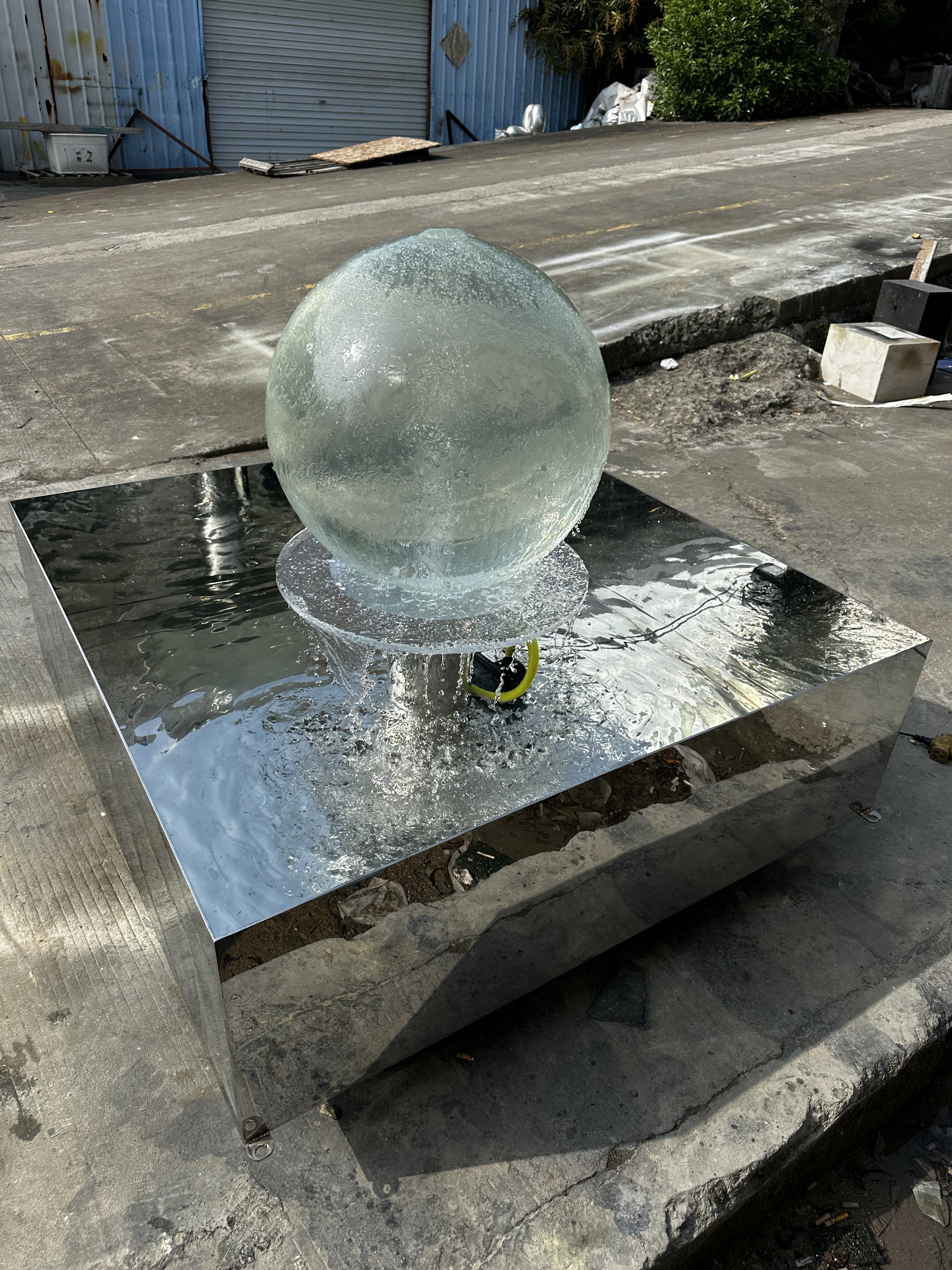 Acrylic Crystal Ball & 304 Stainless Steel Basin Fountain Set