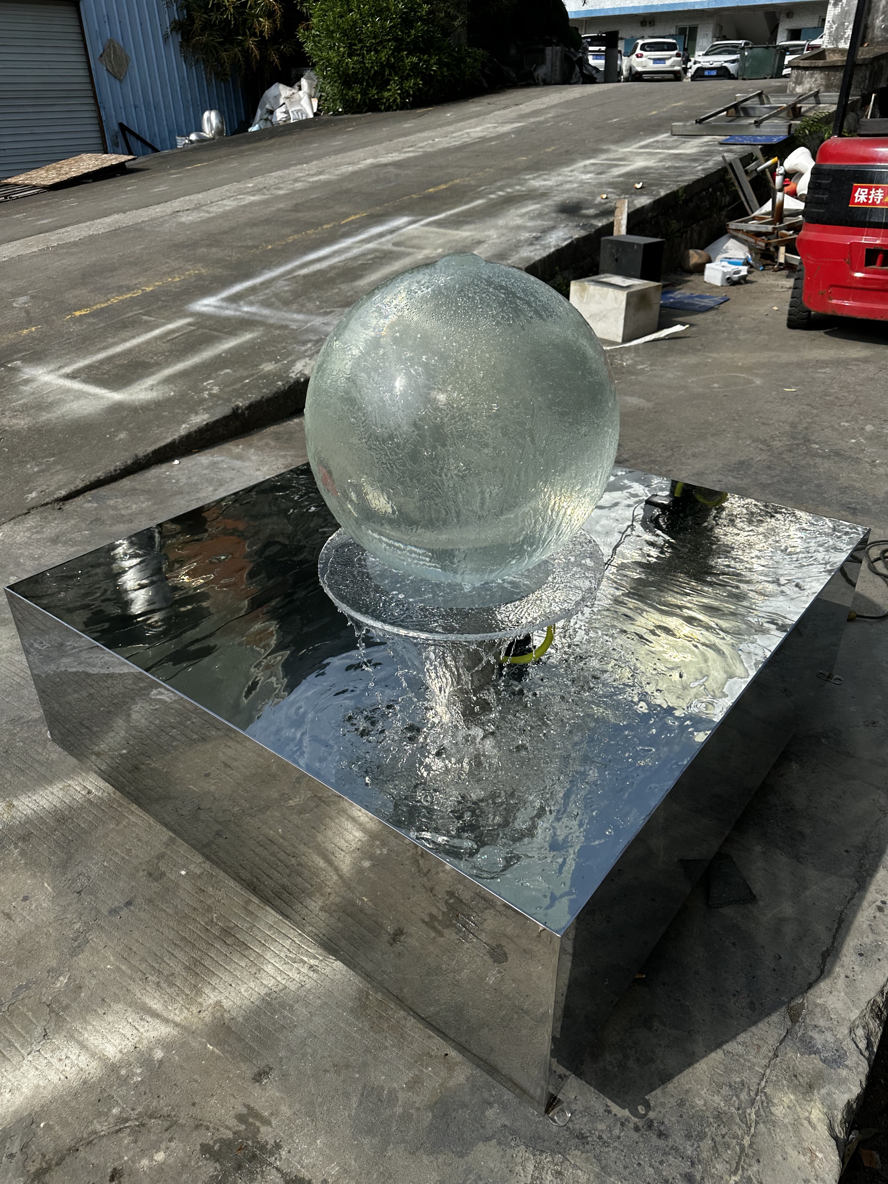Acrylic Crystal Ball & 304 Stainless Steel Basin Fountain Set